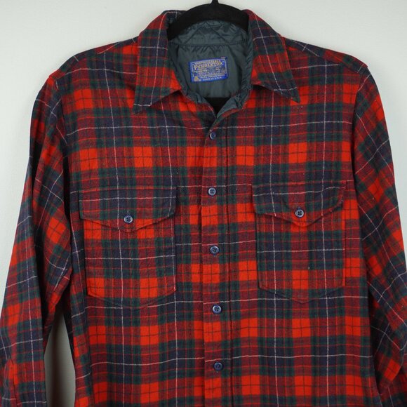 Pendleton Wool Shirt Button Up Red Green Blue Plaid Size 15.5 - Picture 2 of 8